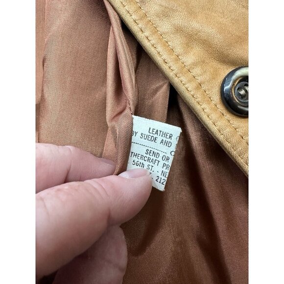 VTG Sheep Mates NY Paris Leather Coat Jacket Womens M Belted 70’s Retro Groovy - Picture 4 of 11